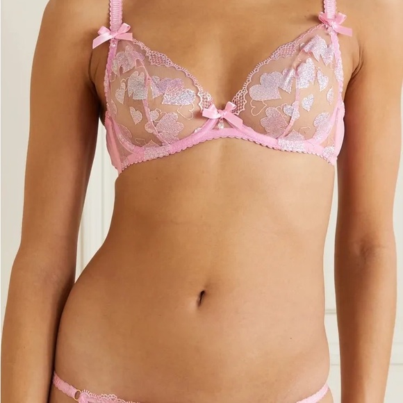 Agent Provocateur Pink Milena Plunge Lace Sheer Underwire Bra- NWT - Picture 5 of 11
